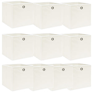 Aufbewahrungsboxen 10 Stk. Weiß 32x32x32 cm Stoff