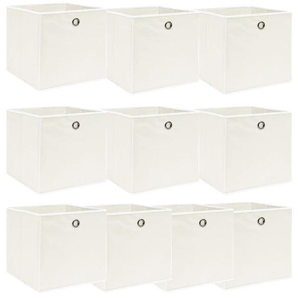 Aufbewahrungsboxen 10 Stk. Weiß 32x32x32 cm Stoff