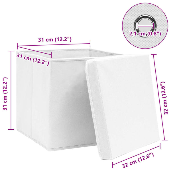 Aufbewahrungsboxen mit Deckeln 10 Stk. Weiß 32x32x32 cm Stoff