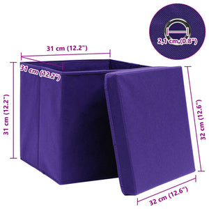 Aufbewahrungsboxen mit Deckeln 4 Stk. Lila 32x32x32 cm Stoff