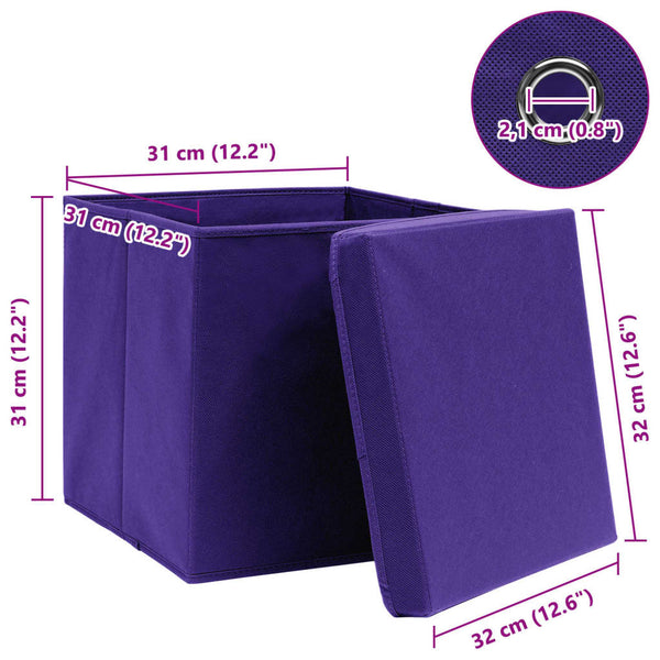 Aufbewahrungsboxen mit Deckeln 4 Stk. Lila 32x32x32 cm Stoff