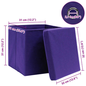 Aufbewahrungsboxen mit Deckeln 10 Stk. Lila 32x32x32 cm Stoff