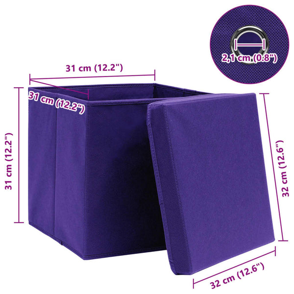 Aufbewahrungsboxen mit Deckeln 10 Stk. Lila 32x32x32 cm Stoff