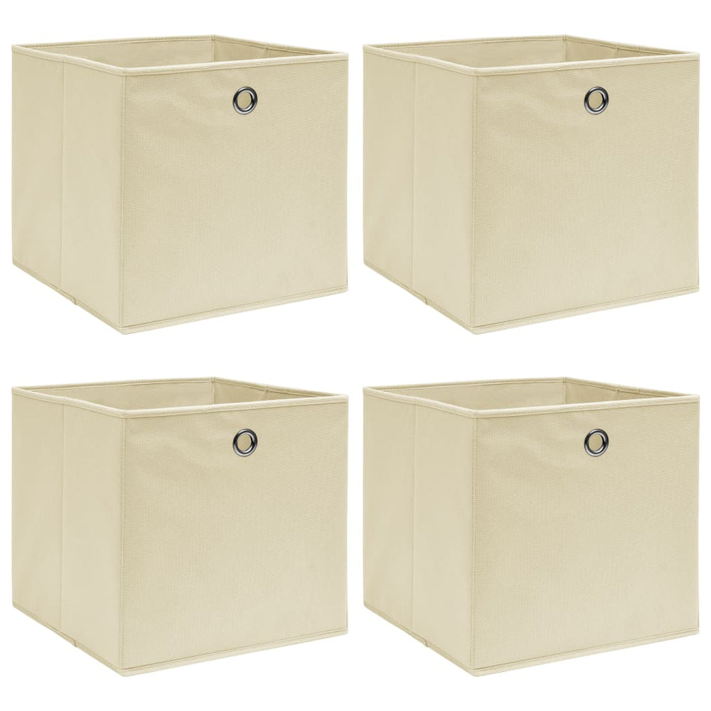 Aufbewahrungsboxen 4 Stk. Creme 32x32x32 cm Stoff