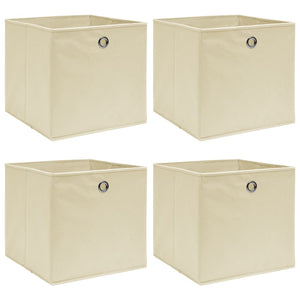 Aufbewahrungsboxen 4 Stk. Creme 32x32x32 cm Stoff