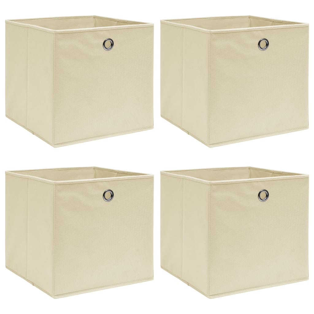 Aufbewahrungsboxen 4 Stk. Creme 32x32x32 cm Stoff