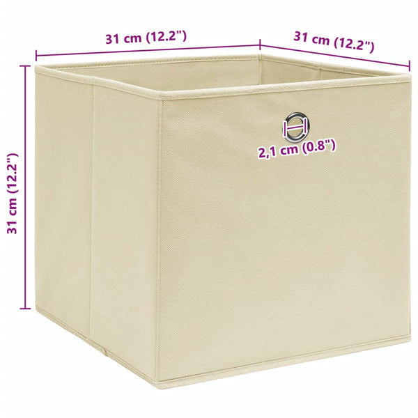 Aufbewahrungsboxen 4 Stk. Creme 32x32x32 cm Stoff