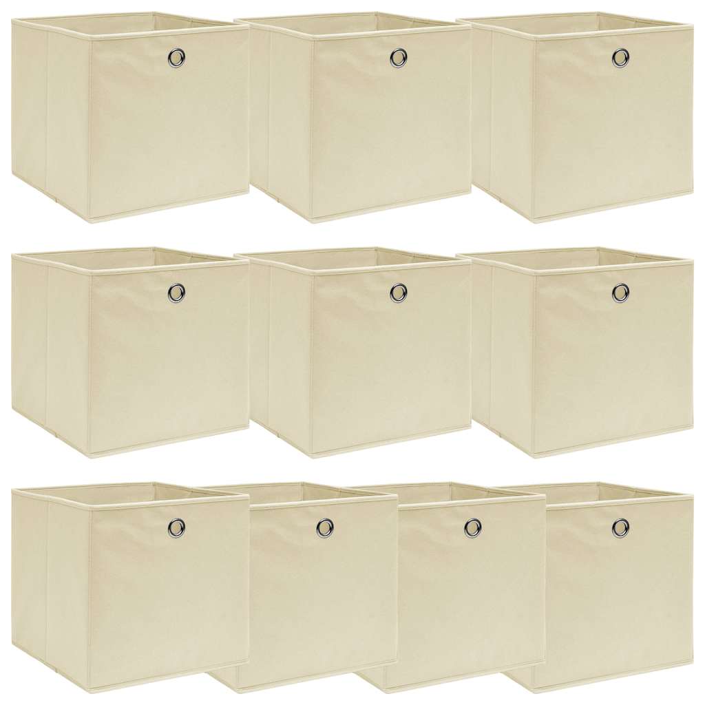 Aufbewahrungsboxen 10 Stk. Creme 32x32x32 cm Stoff