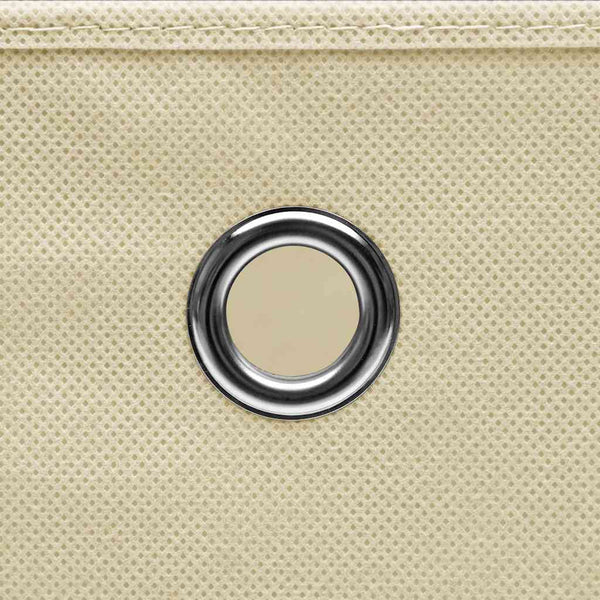 Aufbewahrungsboxen mit Deckel 10 Stk. Creme 32x32x32 cm Stoff