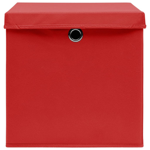Aufbewahrungsboxen mit Deckeln 4 Stk. Rot 32x32x32 cm Stoff