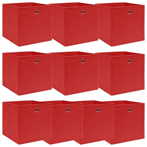 Aufbewahrungsboxen 10 Stk. Rot 32x32x32 cm Stoff