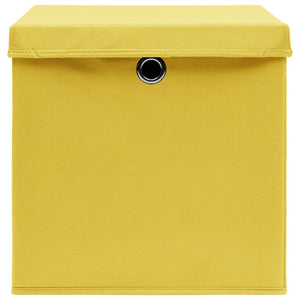Aufbewahrungsboxen mit Deckeln 4 Stk. Gelb 32x32x32 cm Stoff