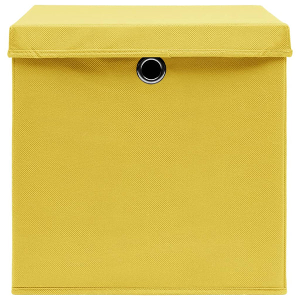 Aufbewahrungsboxen mit Deckeln 4 Stk. Gelb 32x32x32 cm Stoff