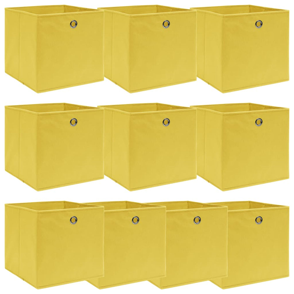 Aufbewahrungsboxen 10 Stk. Gelb 32x32x32 cm Stoff