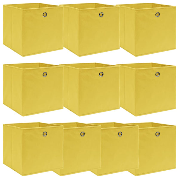 Aufbewahrungsboxen 10 Stk. Gelb 32x32x32 cm Stoff