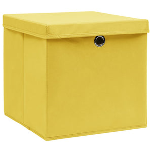 Aufbewahrungsboxen mit Deckeln 10 Stk. Gelb 32x32x32 cm Stoff