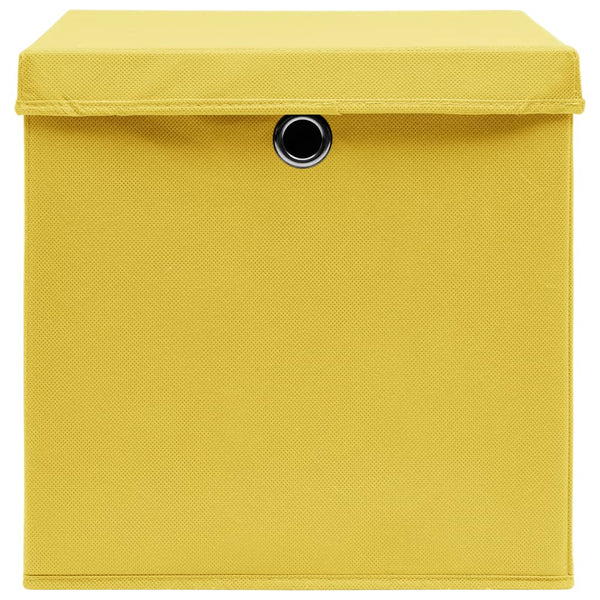 Aufbewahrungsboxen mit Deckeln 10 Stk. Gelb 32x32x32 cm Stoff