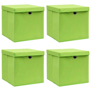 Aufbewahrungsboxen mit Deckeln 4 Stk. Grün 32x32x32 cm Stoff