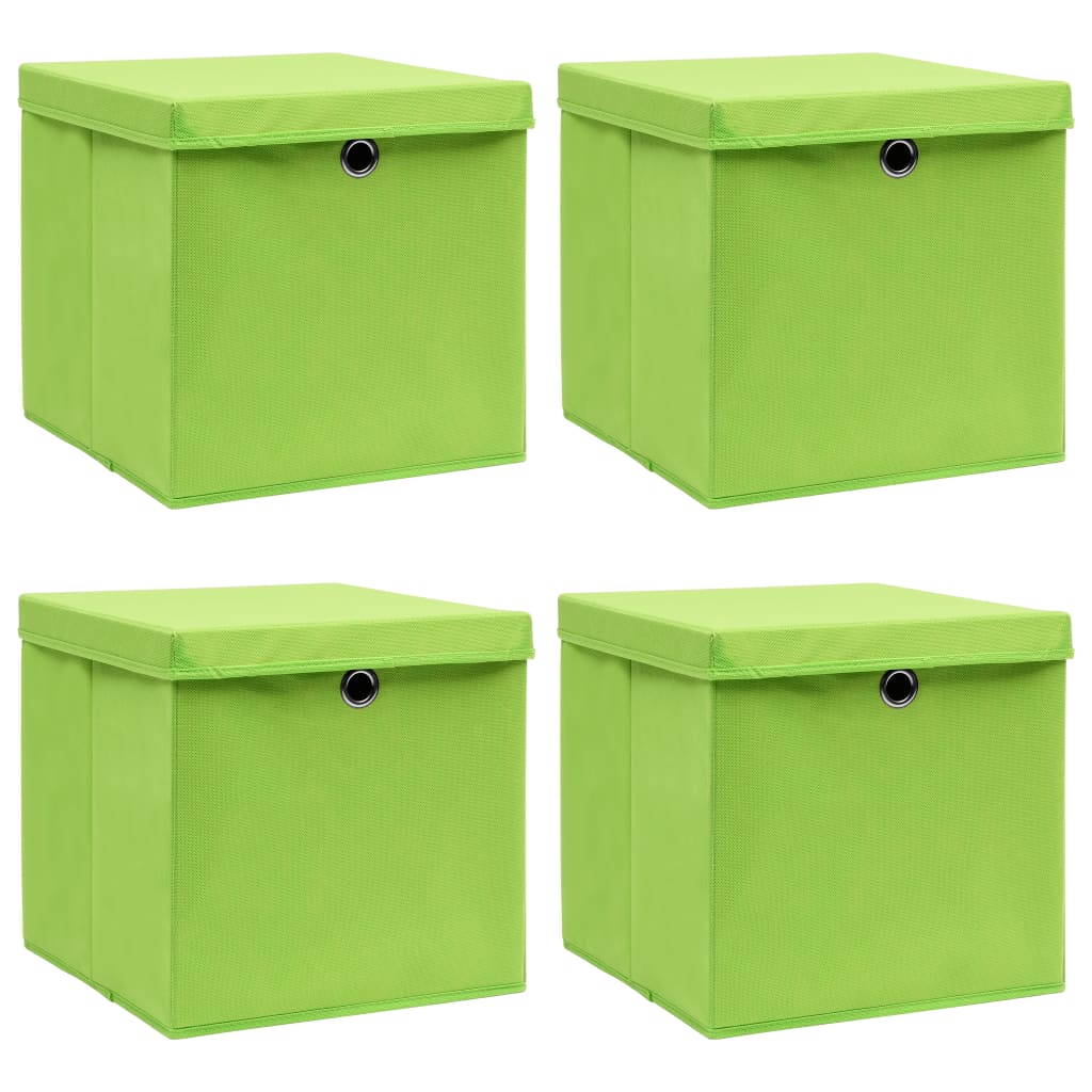 Aufbewahrungsboxen mit Deckeln 4 Stk. Grün 32x32x32 cm Stoff