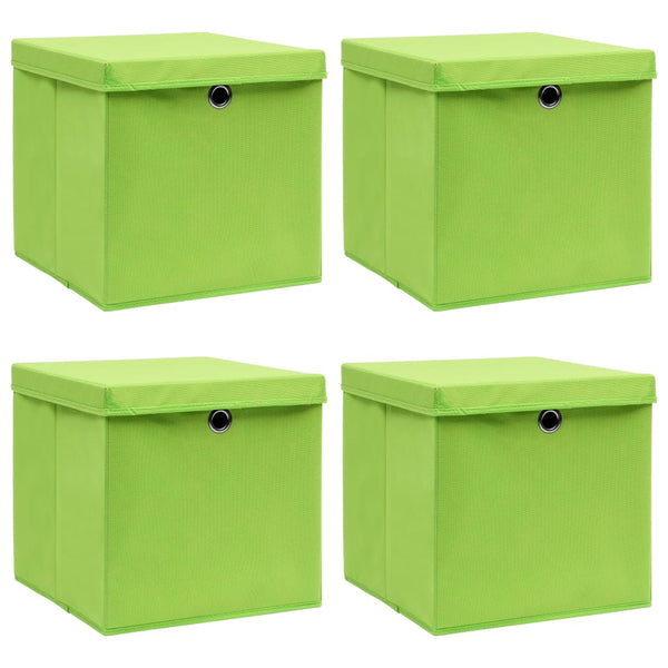 Aufbewahrungsboxen mit Deckeln 4 Stk. Grün 32x32x32 cm Stoff