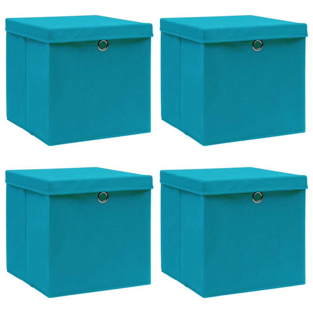Aufbewahrungsboxen mit Deckeln 4 Stk. Babyblau 32x32x32cm Stoff