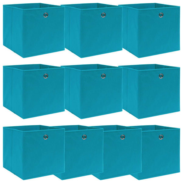 Aufbewahrungsboxen 10 Stk. Babyblau 32x32x32 cm Stoff