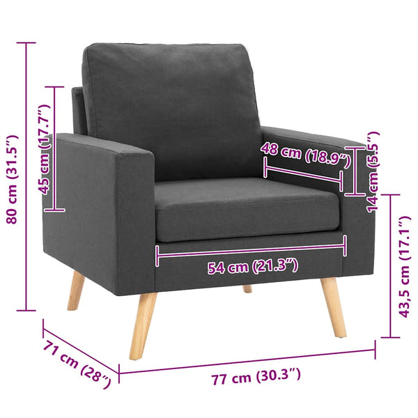vidaXL Fauteuil Gris foncé Tissu