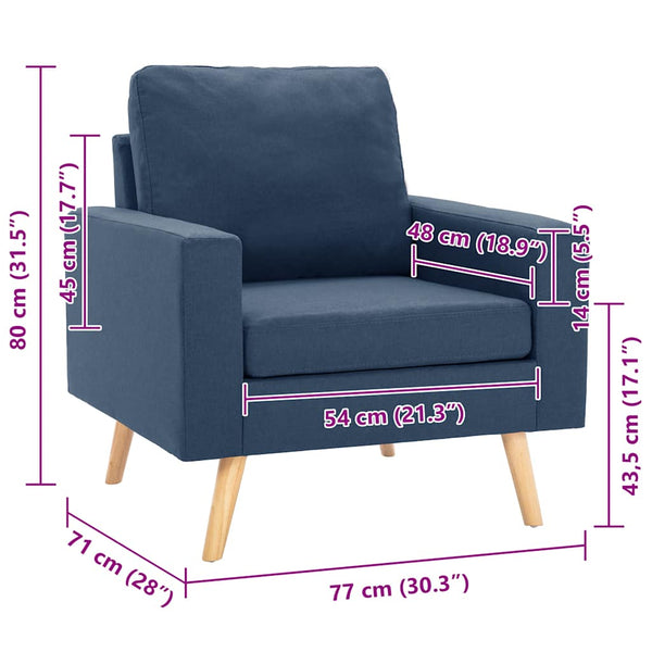 vidaXL Fauteuil bleu tissu