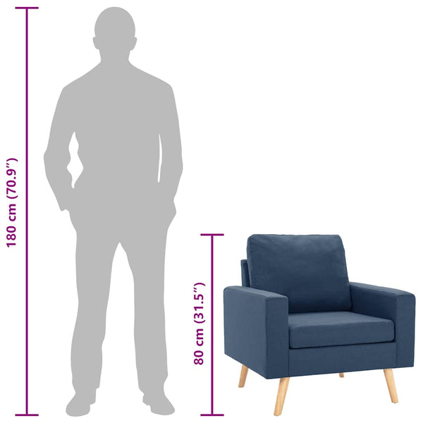 vidaXL Fauteuil bleu tissu