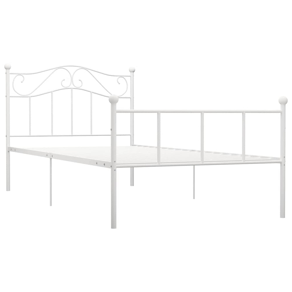 vidaXL Bed Frame White Metal 100x200 cm