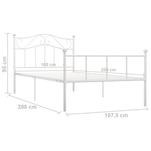 Bettgestell Weiß Metall 100×200 cm