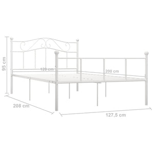 vidaXL Bed Frame White Metal 120x200 cm