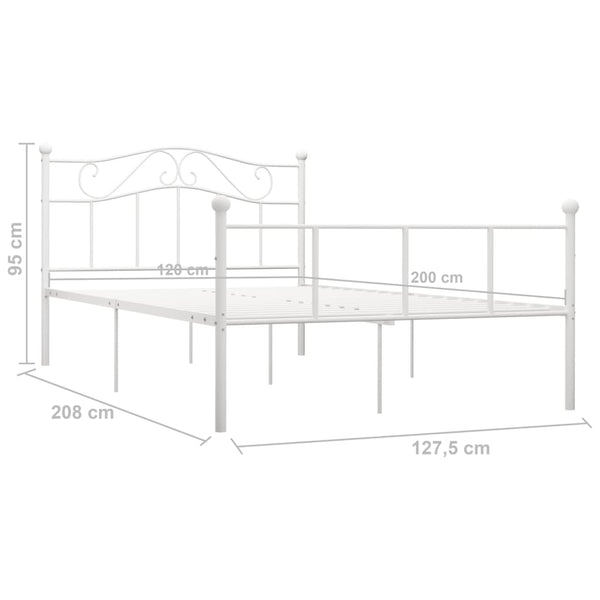 vidaXL Bed Frame White Metal 120x200 cm