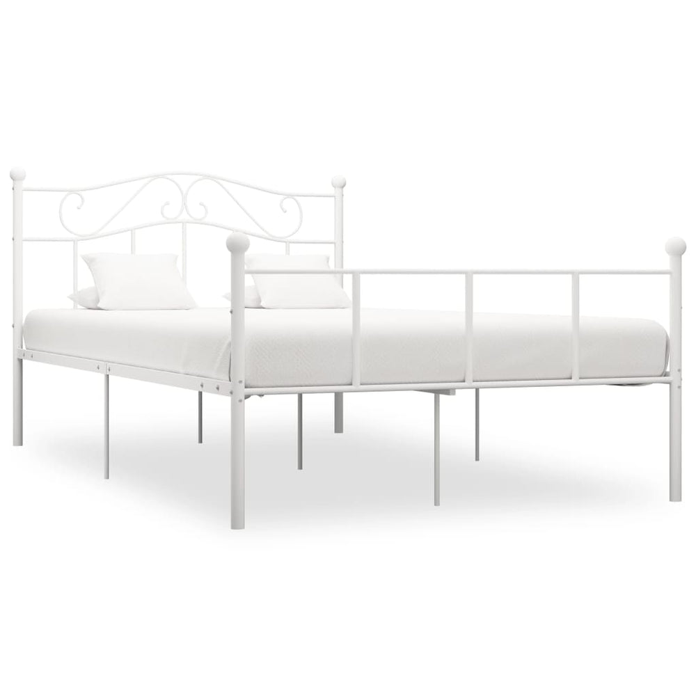 vidaXL Bed Frame White Metal 140x200 cm