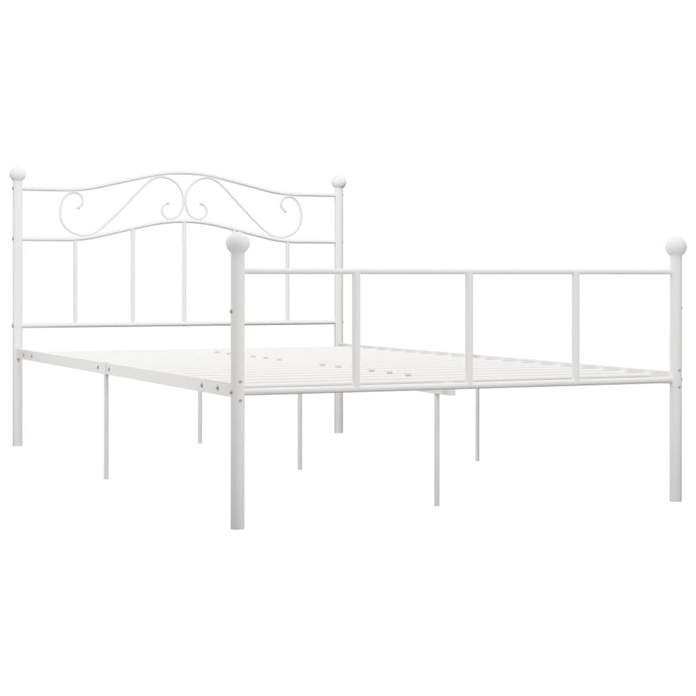 vidaXL Bed Frame White Metal 140x200 cm