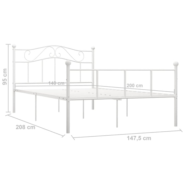 Bettgestell Weiß Metall 140×200 cm