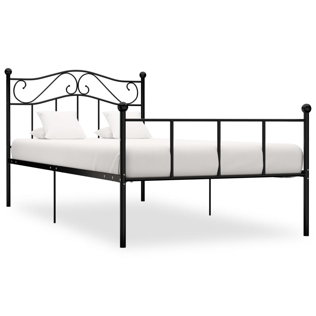 vidaXL Cadre de lit noir métal 90×200 cm