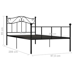vidaXL Cadre de lit noir métal 90×200 cm