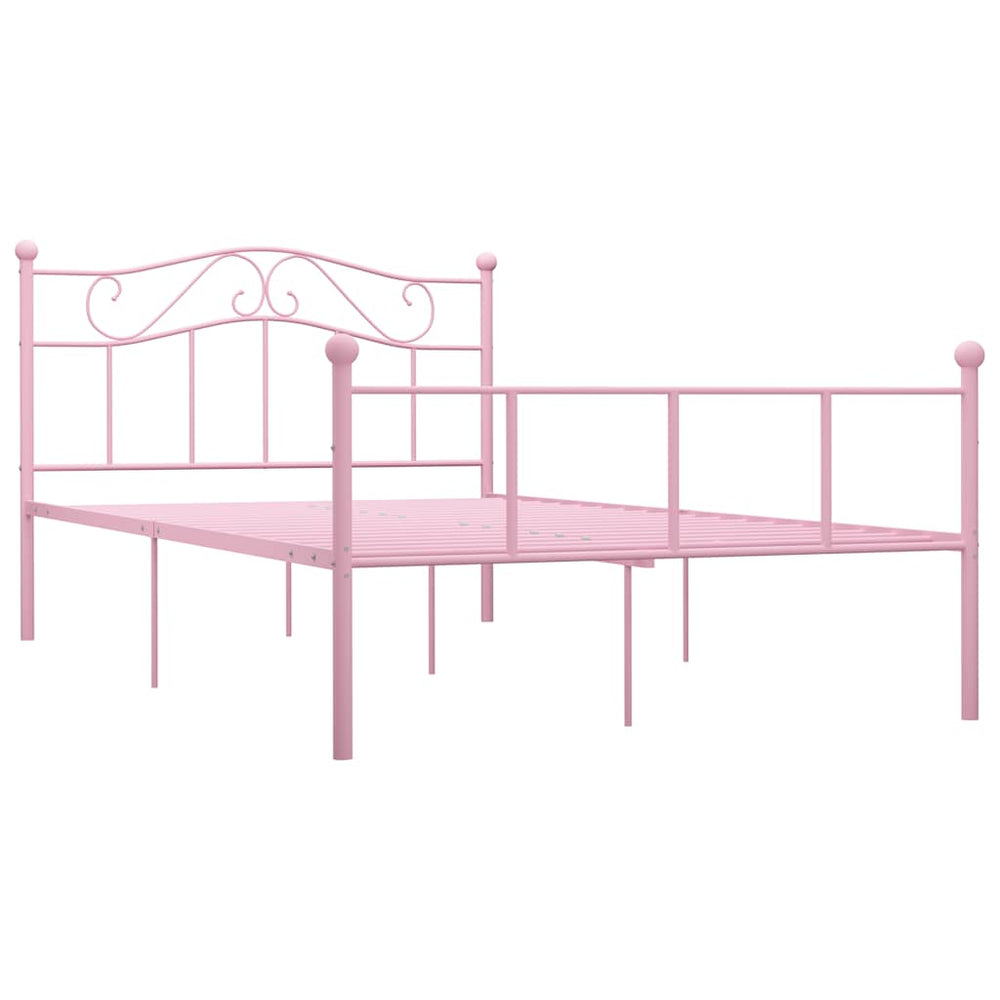 vidaXL Bed Frame Pink Metal 140x200 cm