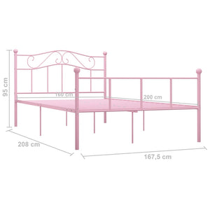 vidaXL Bed Frame Pink Metal 160x200 cm