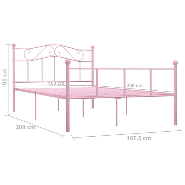 vidaXL Bed Frame Pink Metal 160x200 cm