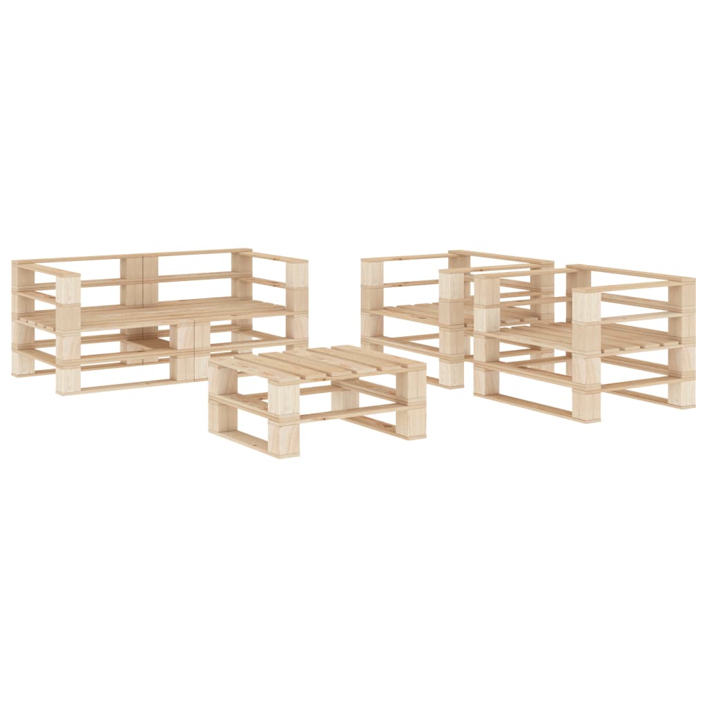 5-tlg. Garten-Lounge-Set aus Paletten Holz