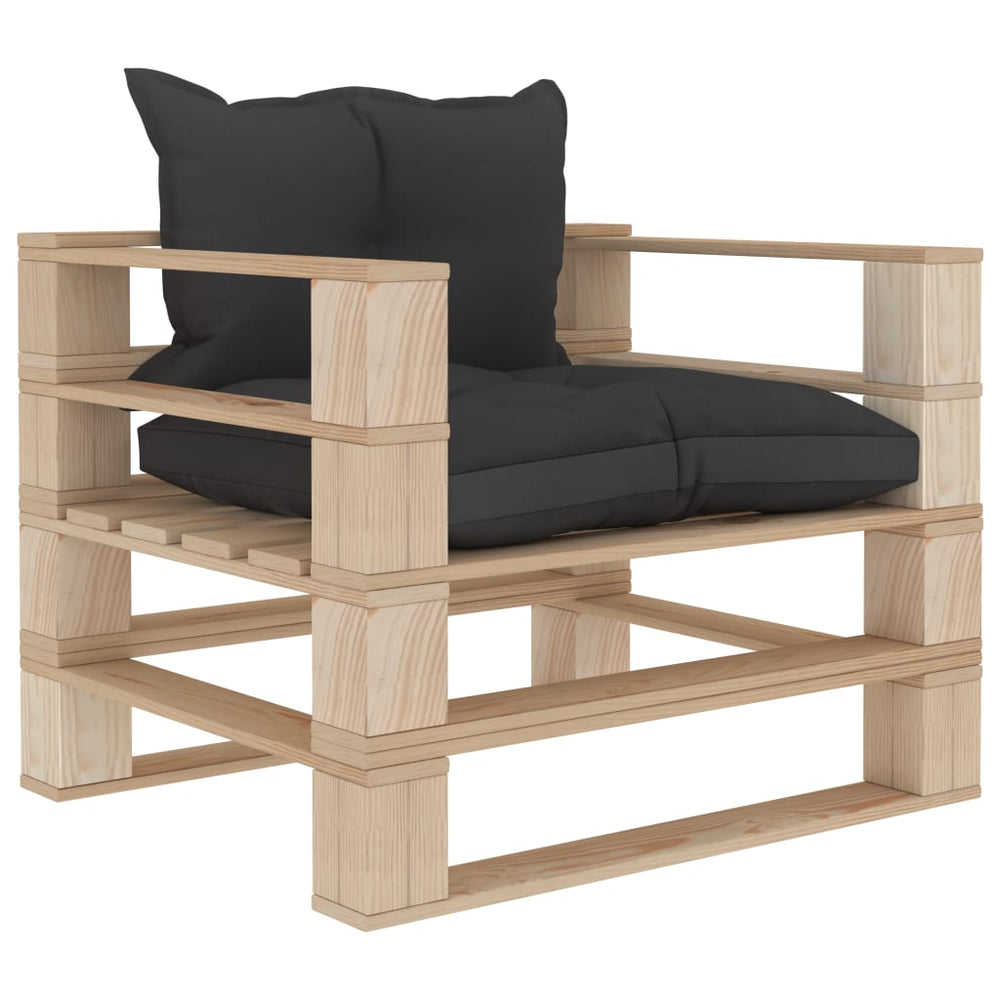 Garten-Palettensofa mit Kissen in Schwarz Holz