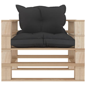 Garten-Palettensofa mit Kissen in Schwarz Holz