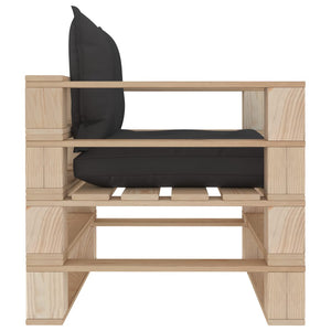 Garten-Palettensofa mit Kissen in Schwarz Holz