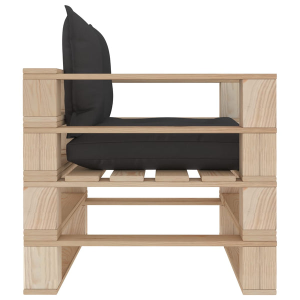 Garten-Palettensofa mit Kissen in Schwarz Holz