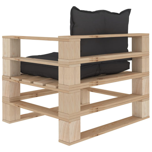 Garten-Palettensofa mit Kissen in Schwarz Holz