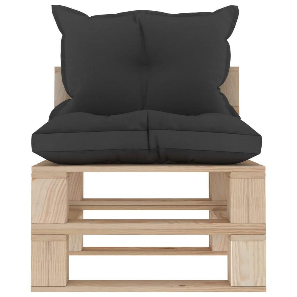 Garten-Paletten-Mittelsofa mit Kissen in Schwarz Holz