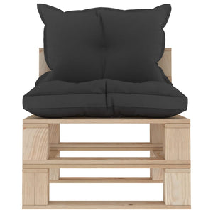 Garten-Paletten-Mittelsofa mit Kissen in Schwarz Holz