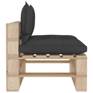 Garten-Paletten-Mittelsofa mit Kissen in Schwarz Holz